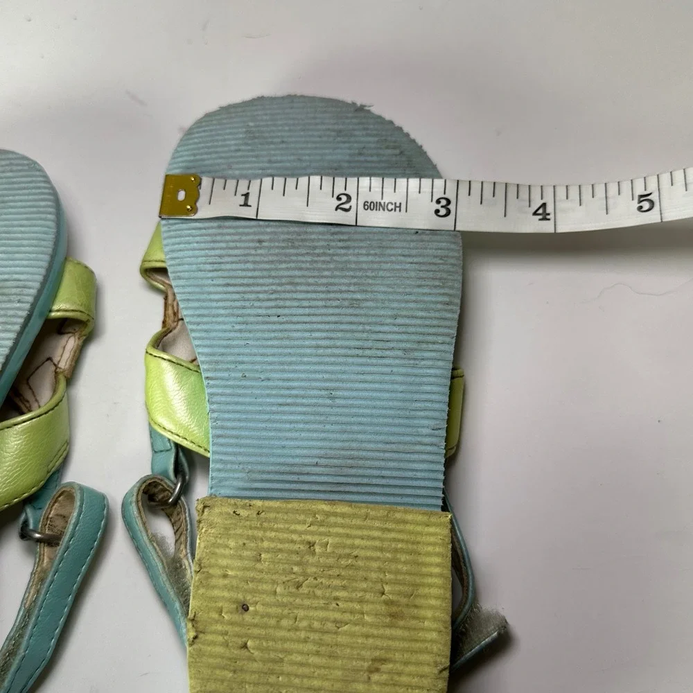 Vtg Gymboree Girls Mermaid Sequin Sandals Green Sea Shell Summer Shoes Size 11.5